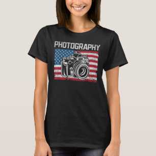 Camiseta Fotografía de la cámara de fotos de la bandera de