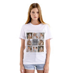 Camiseta Fotografía de la familia Collage y regalo gris per<br><div class="desc">Crea un hermoso collage familiar personalizado con ocho fotos, acompañado de un nombre familiar personalizado en gris. Este regalo único y atento es perfecto para conmemorar momentos especiales y celebrar el amor y el vínculo dentro de una familia. El collage contiene ocho fotos cuidadosamente seleccionadas que se pueden proporcionar, mostrando...</div>