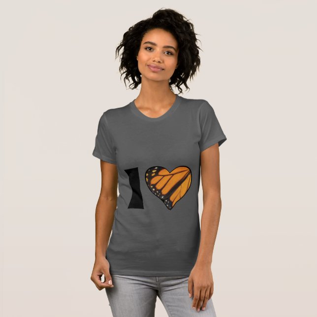 Camiseta Fotografía de las alas de mariposa cardíaca arriba (Anverso completo)