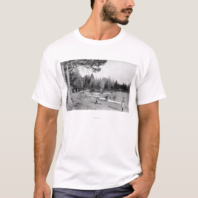 Camiseta Fotografía de los nadadores de la playa del lago (Anverso)