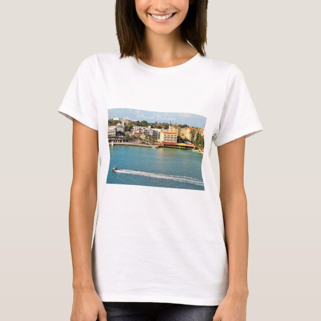 Camiseta Fotografía de Nassau Bahamas, barca, ranas senoras (Anverso)