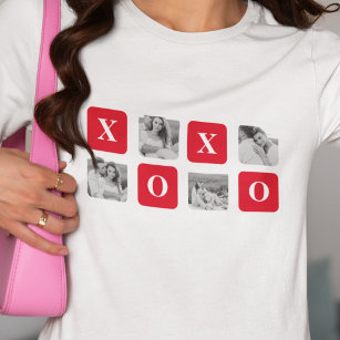 Camiseta Fotografía de Pareja Collage moderna y XOXO Rojo