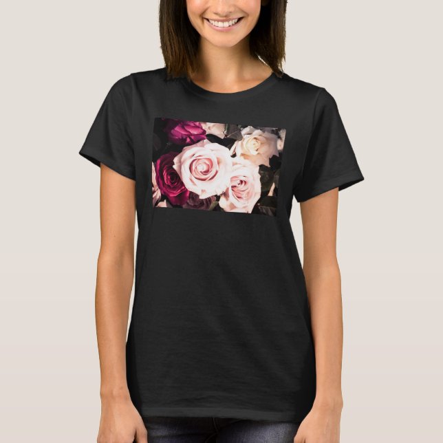 Camiseta Fotografía de rosa pastel floral rosa (Anverso)