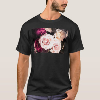 Camiseta Fotografía de rosa pastel floral rosa para hombres