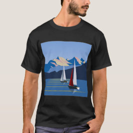 Camiseta Fotografía de veleros y montañas