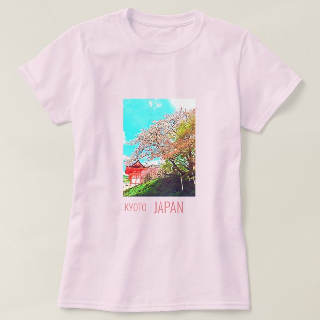 Camiseta Fotografía de viaje de la floresta de cerezos de K (Diseño del anverso)