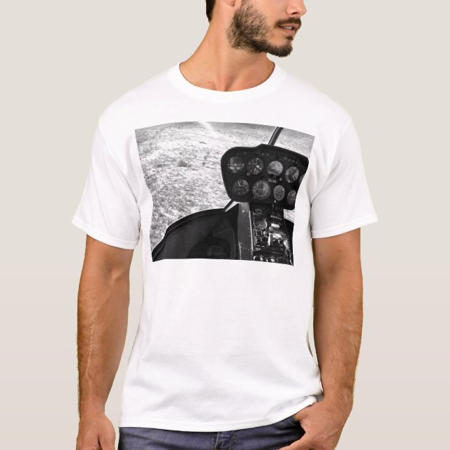 Camiseta Fotografía del negro y del wihte de un helicóptero (Anverso)