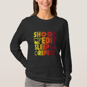 Camiseta Fotografía Dispara Edita Duerme Repite