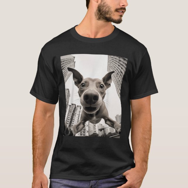 Camiseta Fotografía divertida de un perro selfie T Shirt (Anverso)