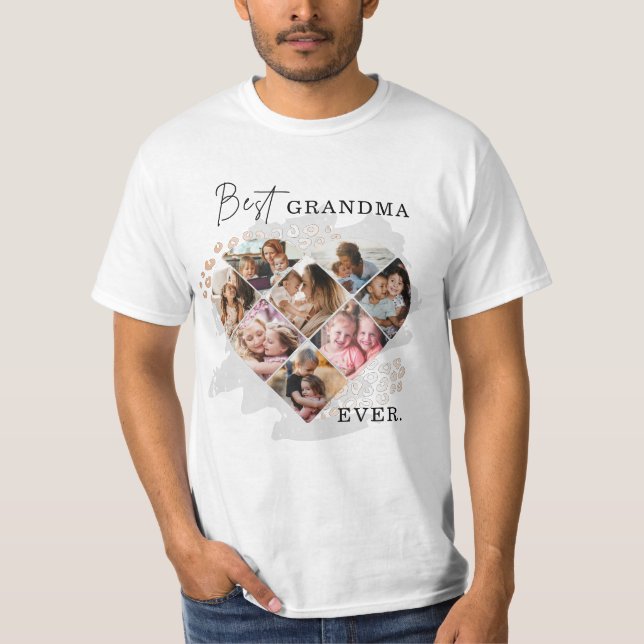 Camiseta Fotografía familiar Mejor Abuela Forma de Corazón  (Anverso)