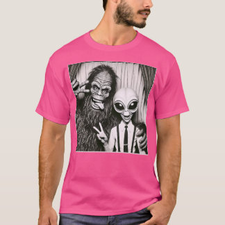Camiseta Fotografía Graciosa De Fotografía Sasquatch Ufo Bi