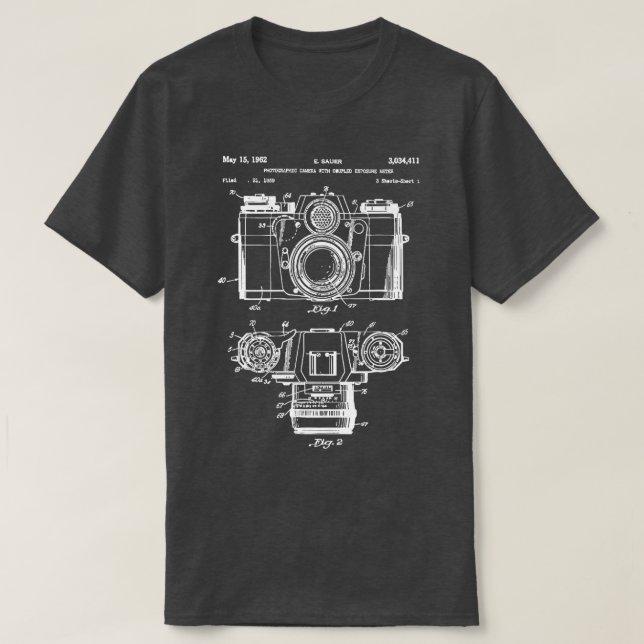 Camiseta Fotografía Lover Gift Cámara Vintage Patente Prin (Diseño del anverso)