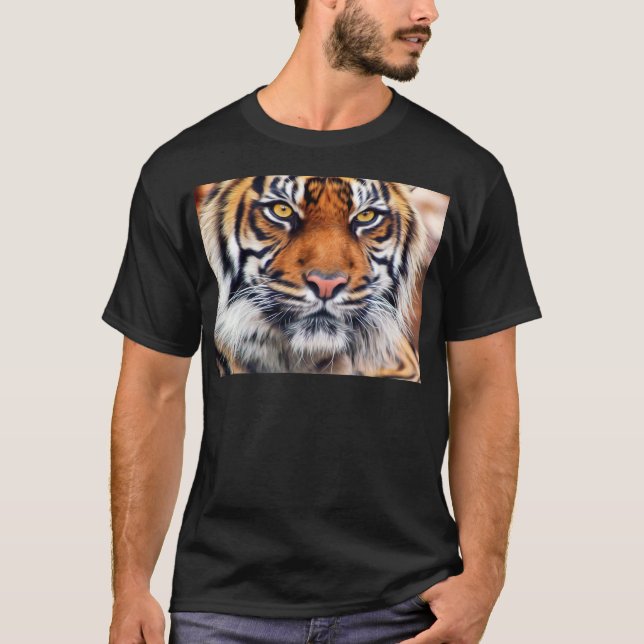Camiseta Fotografía masculina de la pintura del tigre (Anverso)