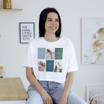 Camiseta Fotografía moderna de la escuela familiar | Amar a<br><div class="desc">Presentando la "moderna foto del Collage familiar" | El amor vive aquí" regalo —un lindo y personalizado aguijón que celebra el amor y el calor de tu familia. Esta foto de collage única es una adición perfecta a la decoración de tu casa, capturando momentos y recuerdos preciados que definen el...</div>