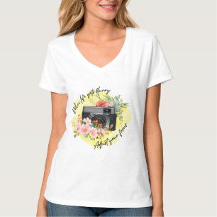 Camiseta Fotografía motivacional Cita Flor acuarela