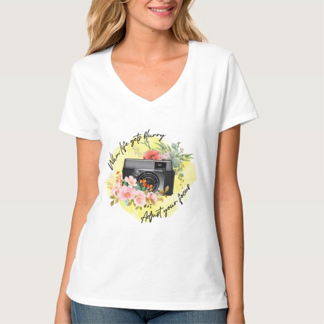 Camiseta Fotografía motivacional Cita Flor acuarela (Anverso)