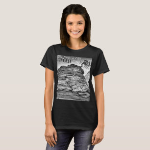 Camiseta Fotografía panorámica del árbol Zion blanco y n