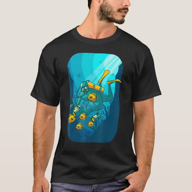 Camiseta Fotografía submarina Buceador Scuba con cámara 1 (Anverso)