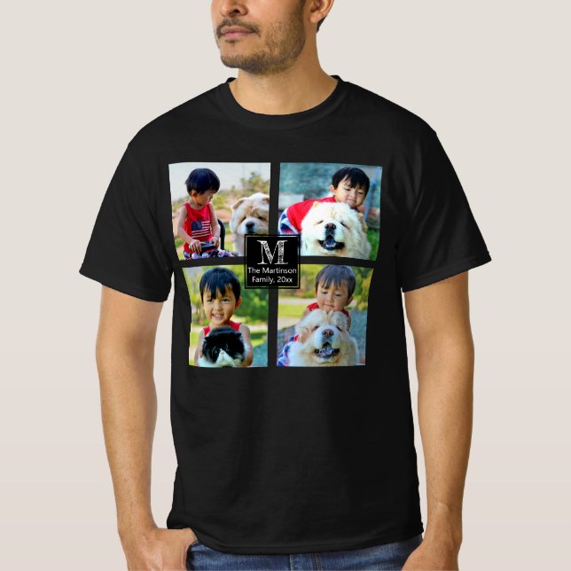 Camiseta fotográfica personalizada con texto monog (Anverso)