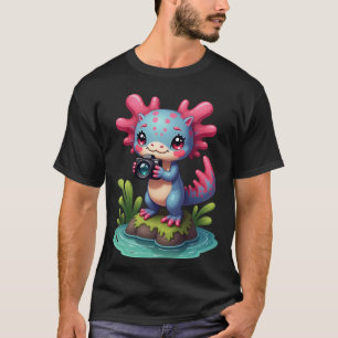 Camiseta Fotógrafo de Axolotl Lindo Kawaii Cámara Naturalez