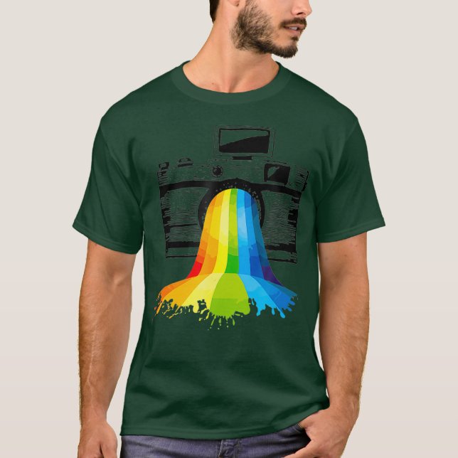 Camiseta Fotógrafo de cámara de arte con arco iris (Anverso)