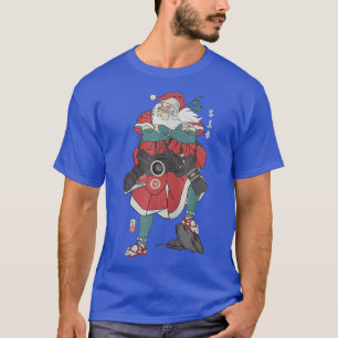 Camiseta Fotógrafo de Santa Claus Cámara Samurai Ukiyo-e