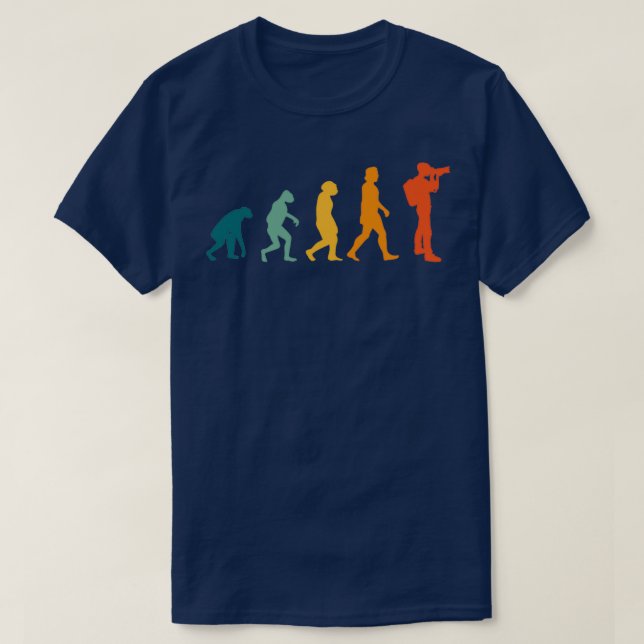 Camiseta Fotógrafo Evolution Retro Cámara fotoperiodista (Diseño del anverso)