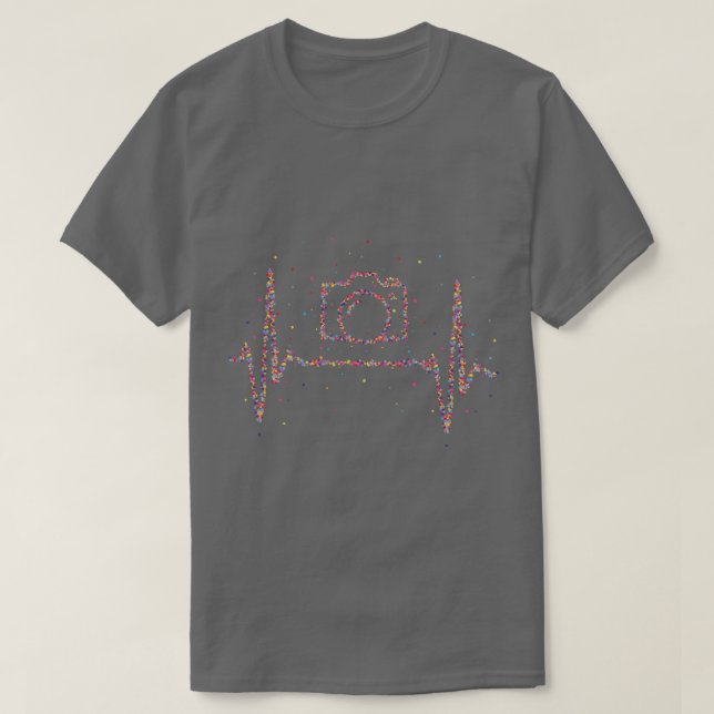 Camiseta Fotógrafo fotógrafo Cámara Heartbeat (Diseño del anverso)
