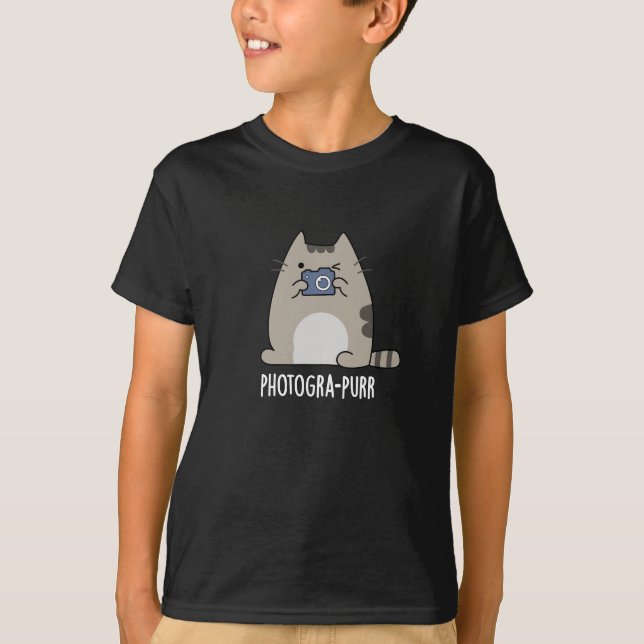 Camiseta Fotógrafo Gato gracioso Pun Dark BG (Anverso)