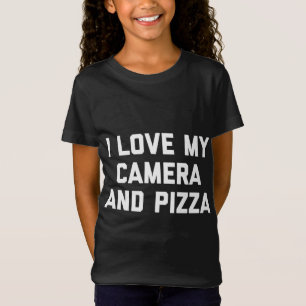 Camiseta Fotógrafo gracioso que amo mi cámara y mi pizza
