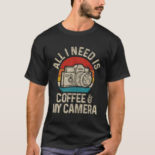 Camiseta Fotógrafo Regalo Coffee Camera Funny Vintage Phot