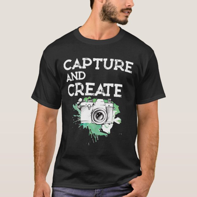 Camiseta Fotógrafo Regalo Fotografía Capturar y crear S (Anverso)