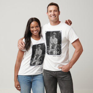 Camiseta Fotograma y texto de parejas personalizadas