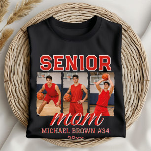 Camiseta Fotos Colage de Baloncesto de Mamá Senior con Nomb