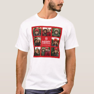 Camiseta Fotos Colage Navidad Alegre Rojo Blanco