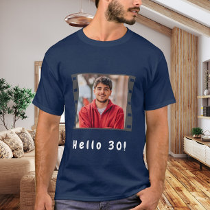 Camiseta Fotos de cumpleaños personalizado hola chicos azul