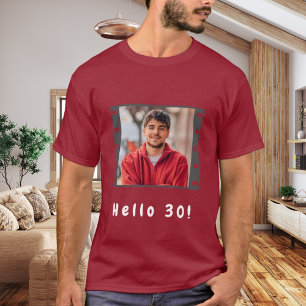Camiseta Fotos de cumpleaños personalizado hola chicos rojo