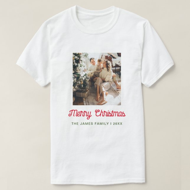 Camiseta Fotos de la familia navideña Merry (Diseño del anverso)