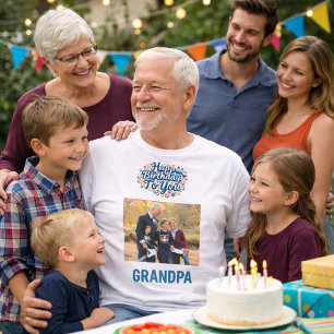 Camiseta Fotos del abuelo de cumpleaños feliz