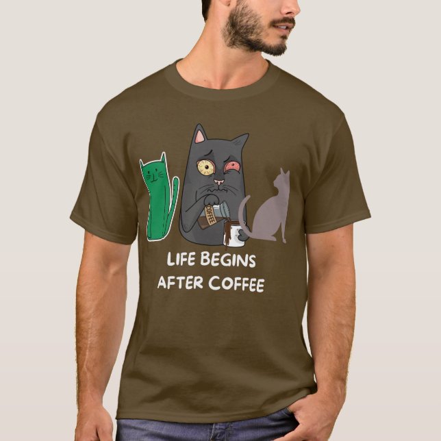 Camiseta Fotos del gato de T-Shirt para los amantes del caf (Anverso)
