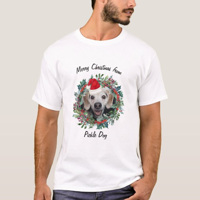 Camiseta Fotos divertidas Mascotas con Navidades de Santa H (Anverso)
