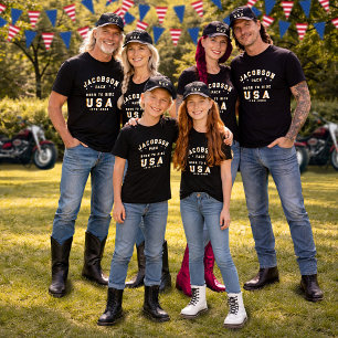 Camiseta Fotos Familiares del 4 de Julio Personalizadas Bor