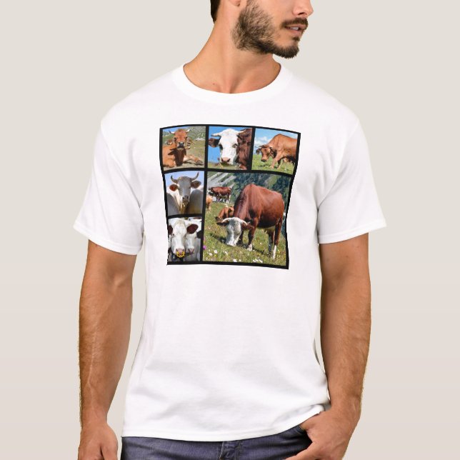 Camiseta Fotos mosaico de vacas (Anverso)
