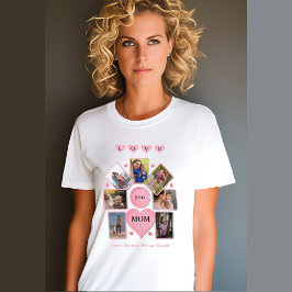 Camiseta Fotos Personalizadas TE AMO MAMÁ con Corazones Bla