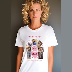 Camiseta Fotos Personalizadas TE AMO MAMÁ con Corazones Bla