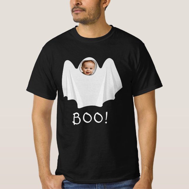 Camiseta Fotos personalizados Fantasma BOO Feliz Halloween  (Anverso)