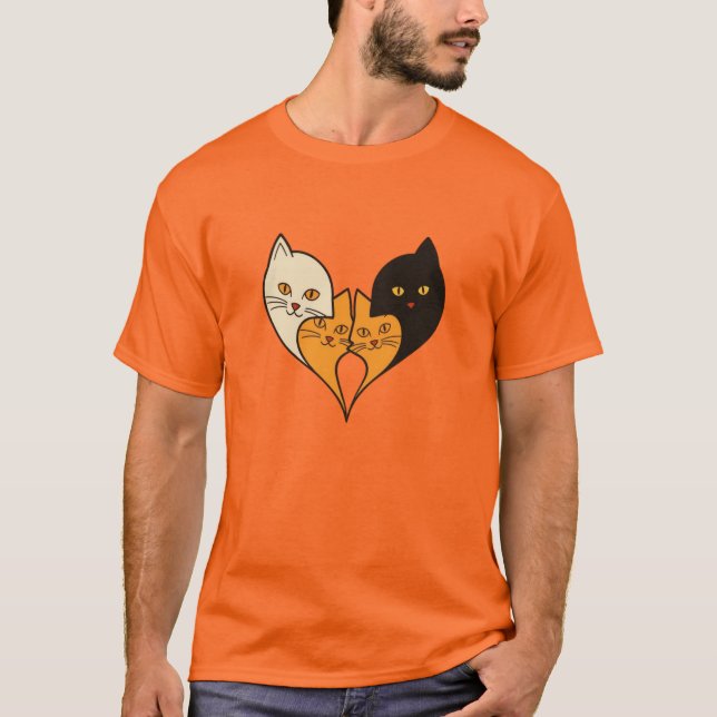 Camiseta Four Cats, One Heart – Minimal Cat Love T-Shirt (Anverso)
