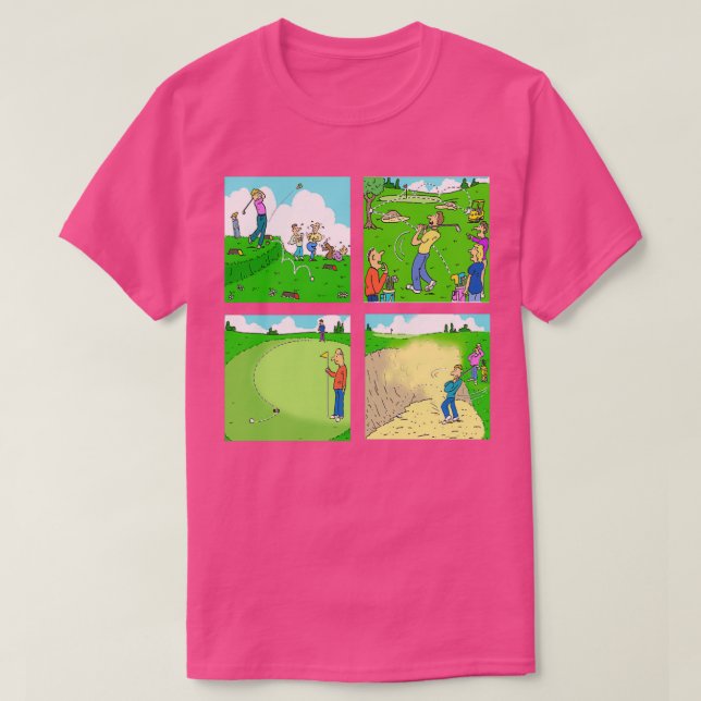 Camiseta Four Fun Golf Illustration Scenes (Diseño del anverso)