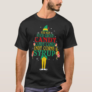 Camiseta Four Main Food Groups Candy Canes Syrup Christmas 