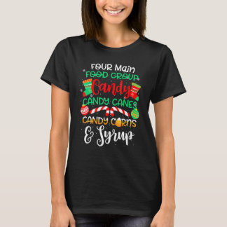 Camiseta Four Main Food Groups Santa Elf Buddy Christmas Pa